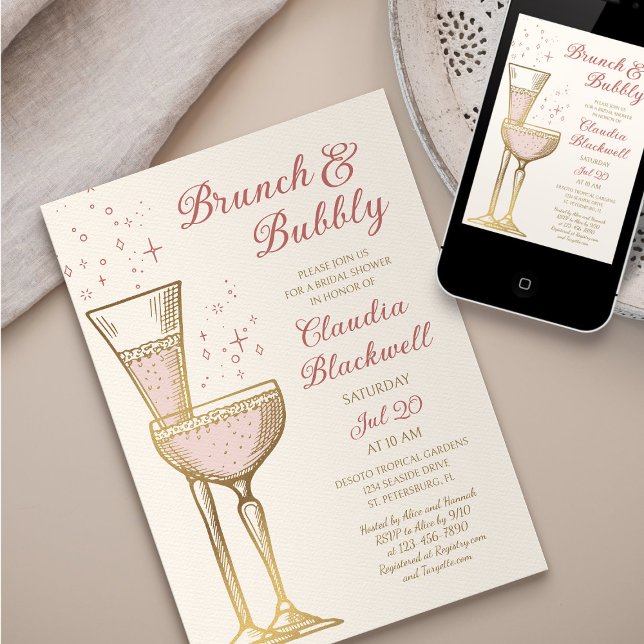 Invitación a la ducha de novias brunch bubbly Vint (Subido por el creador)