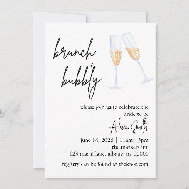 Invitación a la ducha de novias brunch y bubbly -  (Anverso)