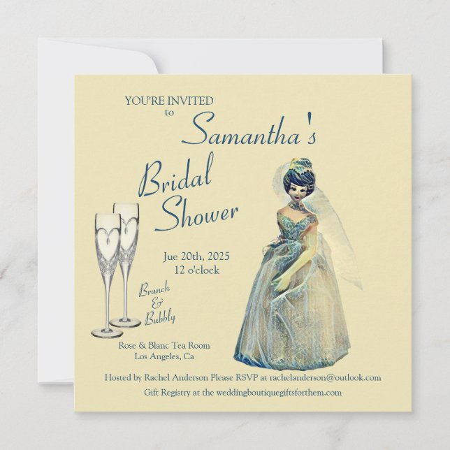 Invitación a la ducha de novias brunch y bubbly Vi (Anverso)
