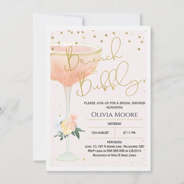 Invitación a la ducha de novias bubbly brunch cham (Anverso)