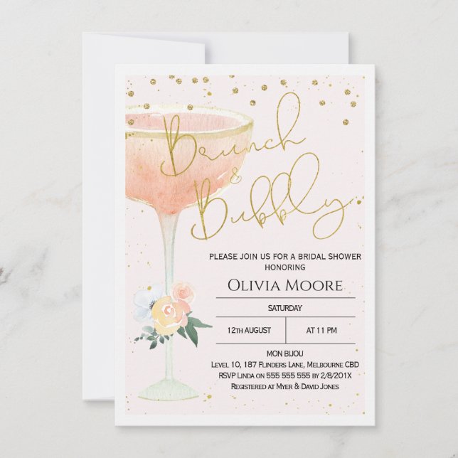 Invitación a la ducha de novias bubbly brunch cham (Anverso)