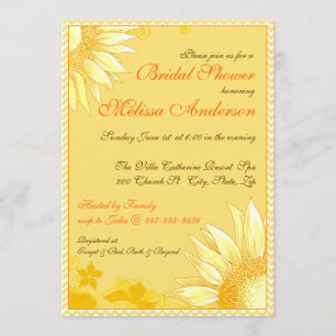 Invitación a la ducha de novias Chevron amarilla L