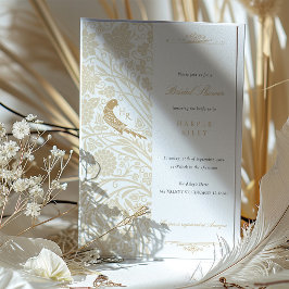 Invitación a la ducha de novias con amor con pájar