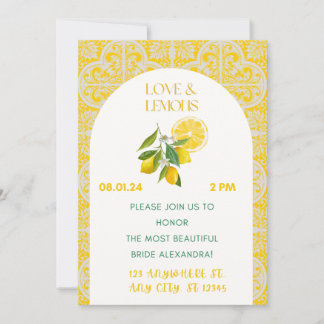 Invitación a la ducha de novias con amor y lémulos