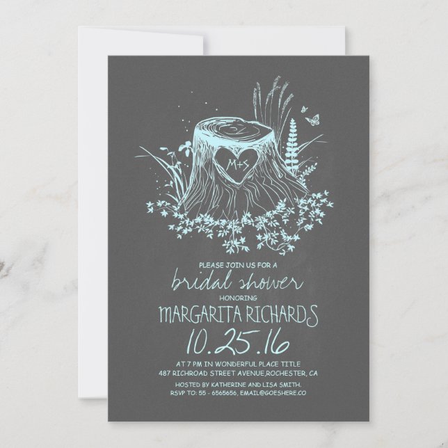 Invitación a la ducha de novias con árbol de coraz (Anverso)