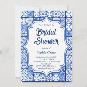 Invitación a la ducha de novias con azulejos medit