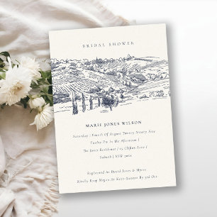 Invitación a la ducha de novias con boceto de invi
