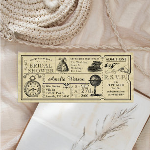 Invitación a la ducha de novias con boletos de cos