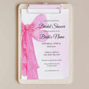 Invitación a la ducha de novias con bonito rosado 