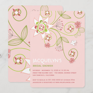 Invitación a la ducha de novias con brillantes flo