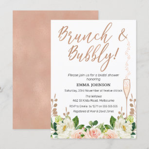 Invitación a la ducha de novias con brunch floral