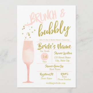 Invitación a la ducha de novias con brunch y bubbl