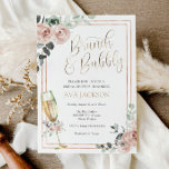 Invitación a la ducha de novias con brunch y bubbl<br><div class="desc">Este Brunch con la invitación a la Bride Bridal Shower es perfecto para celebrar a la novia a ser o a una novia que ya se ha fugado. Personalizar con su información para que la novia sea. Con una flauta de champán de oro, marco dorado y rosas rosas rosas con...</div>