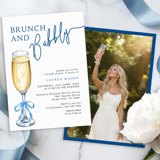Invitación a la ducha de novias con brunch y bubbl (Bridal Shower Invite)