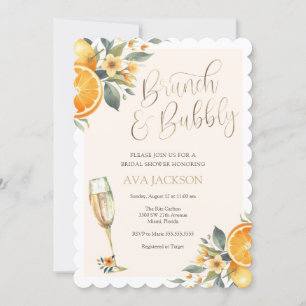 Invitación a la ducha de novias con brunch y bubbl