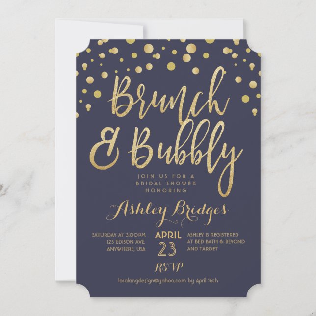 Invitación a la ducha de novias con brunch y bubbl (Anverso)