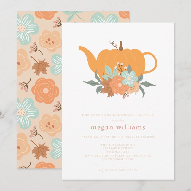 Invitación a la ducha de novias con calabaza Fiest (Anverso / Reverso)
