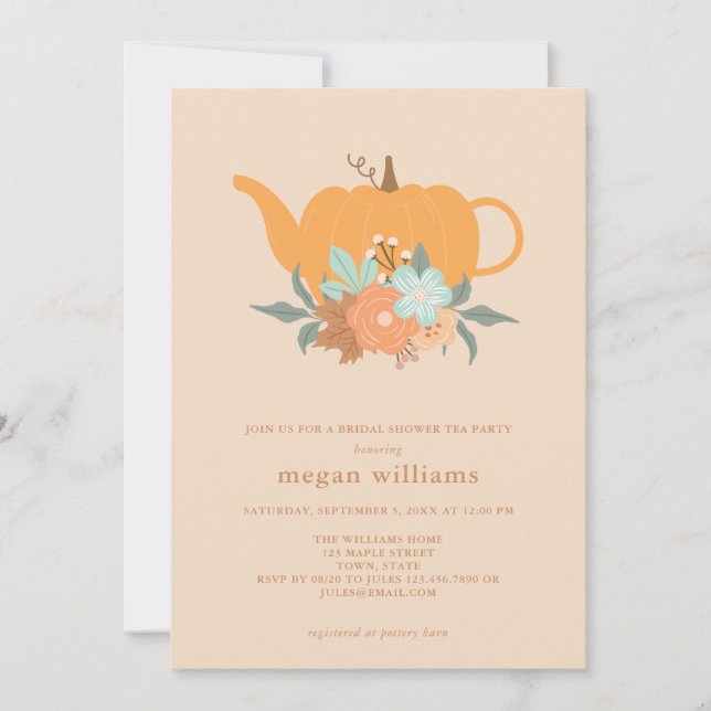 Invitación a la ducha de novias con calabaza Fiest (Anverso)