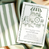 Invitación a la ducha de novias con carreta de flo