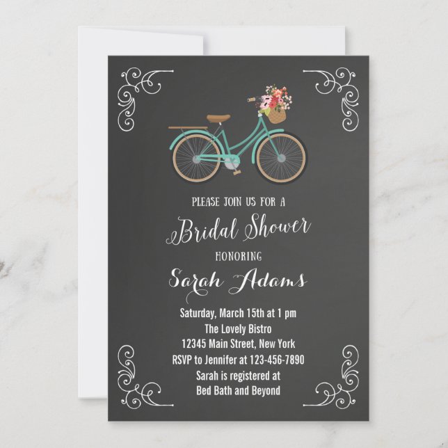 Invitación a la ducha de novias con chalkboard en  (Anverso)