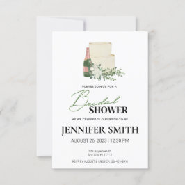 Invitación a la ducha de novias con champán y past