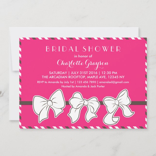 Invitación a la ducha de novias con cintas y arcos (Anverso)