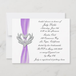 Invitación a la ducha de novias con cisnes platead