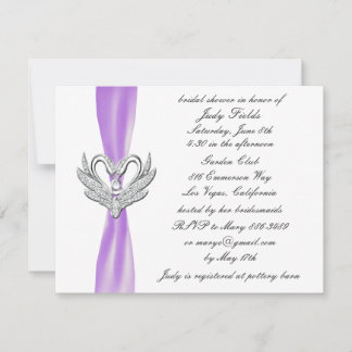 Invitación a la ducha de novias con cisnes platead