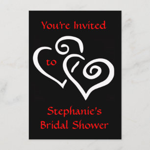 Invitación a la ducha de novias con corazones entr