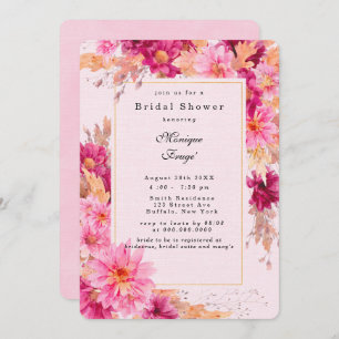 Invitación a la ducha de novias con crisantemo ros