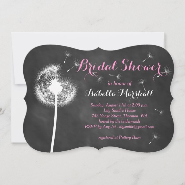 Invitación a la ducha de novias con croquetas flor (Anverso)
