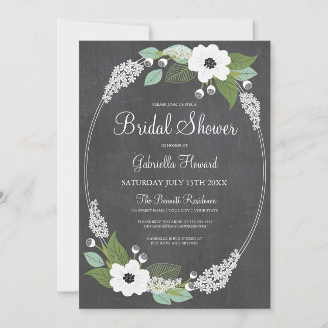 Invitación a la ducha de novias con croquetas flor (Anverso)