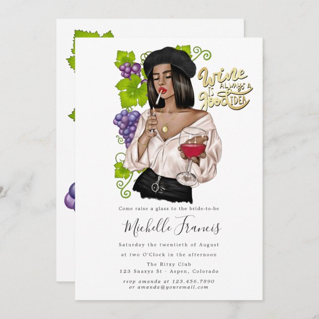 Invitación a la ducha de novias con degustación de (Anverso / Reverso)