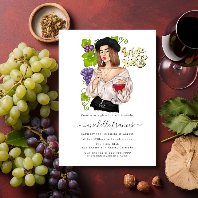 Invitación a la ducha de novias con degustación de (French Wine Tasting Bridal Shower)
