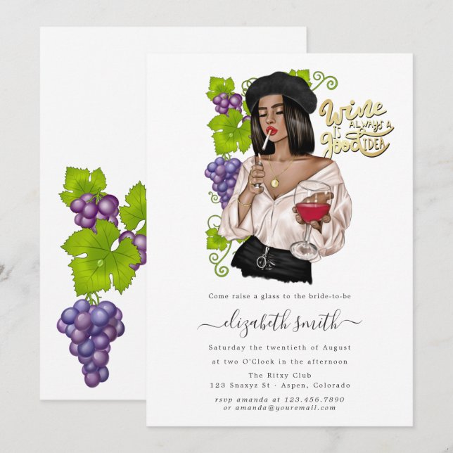 Invitación a la ducha de novias con degustación de (Anverso / Reverso)