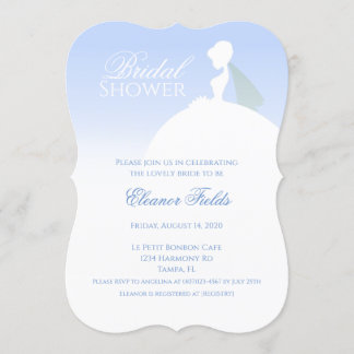 Invitación a la ducha de novias con elegancia azul