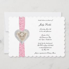 Invitación a la ducha de novias con encaje rosa de