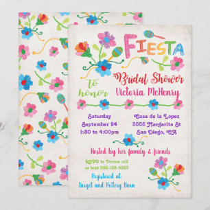 Invitación a la ducha de novias con Fiesta Mexican