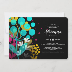 Invitación a la ducha de novias con flores alegres
