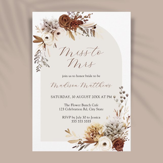 Invitación a la ducha de novias con flores de Boho (Subido por el creador)