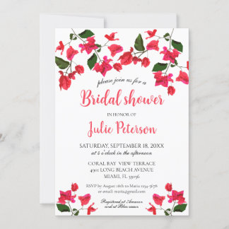 Invitación a la ducha de novias con flores de Boug