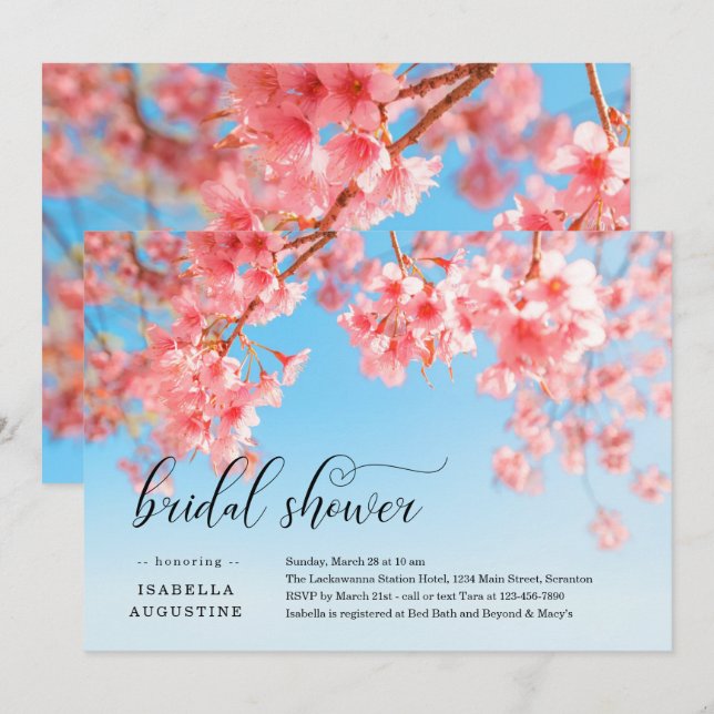 Invitación a la ducha de novias con flores de cere (Anverso / Reverso)