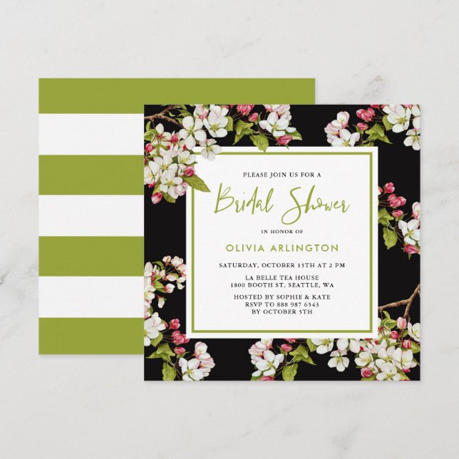 Invitación a la ducha de novias con flores de cere (Anverso / Reverso)