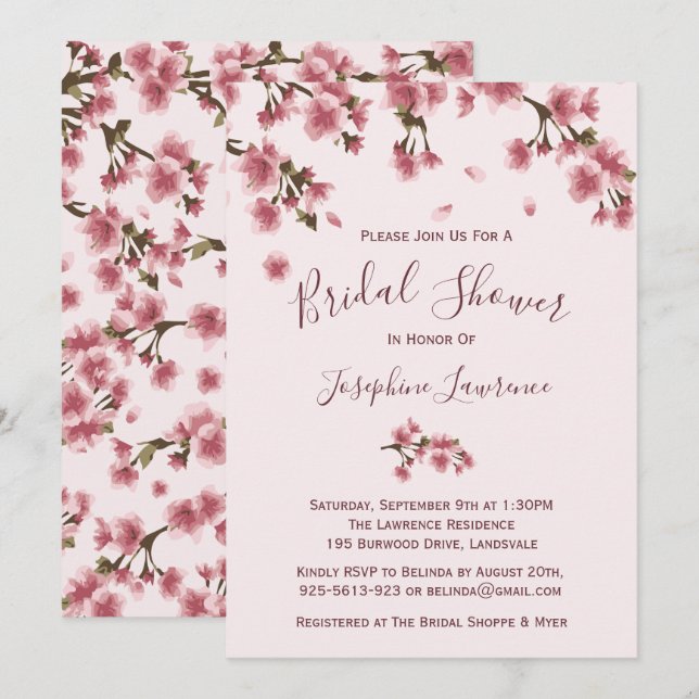 Invitación a la ducha de novias con flores de cere (Anverso / Reverso)