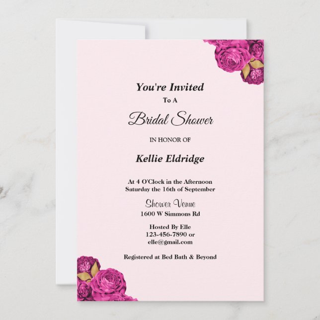 Invitación A La Ducha De Novias Con Flores De Colo (Anverso)