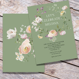 Invitación a la ducha de novias con flores de colo