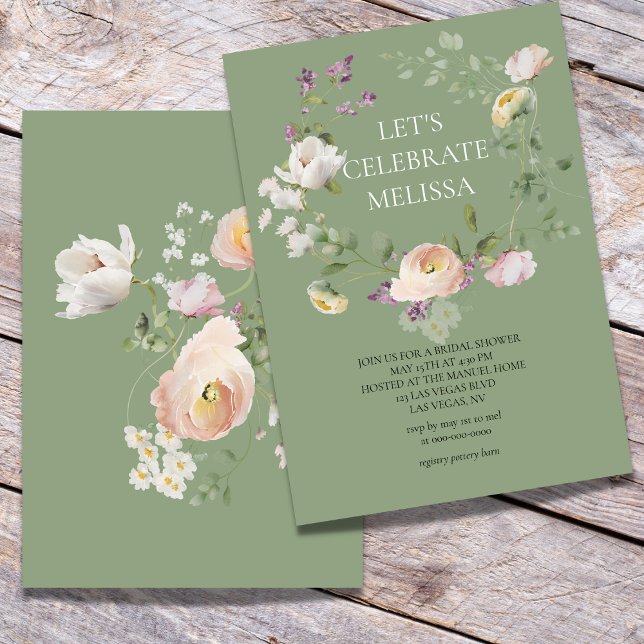 Invitación a la ducha de novias con flores de colo (Subido por el creador)