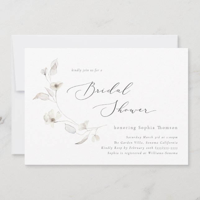 Invitación a la ducha de novias con flores de flor (Anverso)