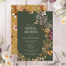 Invitación a la ducha de novias con flores de otoñ