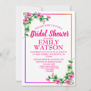 Invitación a la ducha de novias con flores persona